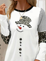 Casual Christmas Snowman Crew Neck Long Sleeve T-shirt