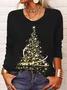 Casual Christmas Crew Neck Long Sleeve T-shirt