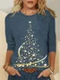 Casual Christmas Crew Neck Long Sleeve T-shirt