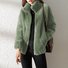 Women Fashion Coat Fleece Faux Splicing Outerwear Zipper Jackets