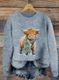 Women Knitted 3D Printing Long Sleeve Comfy Casual Sweater