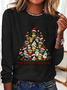 Crew Neck Long Sleeve Christmas Regular Medium Elasticity Loose Blouse For Women