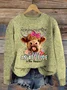 Women Knitted 3D Printing Long Sleeve Comfy Casual Sweater