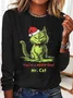Crew Neck Long Sleeve Christmas Regular Medium Elasticity Loose Blouse For Women