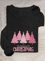 Crew Neck Long Sleeve Christmas Regular Medium Elasticity Loose Blouse For Women