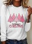 Crew Neck Long Sleeve Christmas Regular Medium Elasticity Loose Blouse For Women