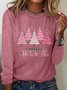 Crew Neck Long Sleeve Christmas Regular Medium Elasticity Loose Blouse For Women