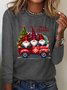 Crew Neck Long Sleeve Christmas Regular Medium Elasticity Loose Blouse For Women