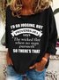 Casual Crew Neck Text Letters Sweatshirt