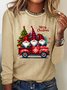 Crew Neck Long Sleeve Christmas Regular Medium Elasticity Loose Blouse For Women