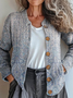 Women Knitted Paisley Long Sleeve Comfy Vintage Cardigan