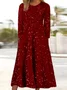 Women Geometric Spring/Fall Dress Crew Neck Long Sleeve A-Line Dress