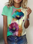 Casual Floral Crew Neck Short Sleeve T-shirt