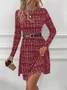 Women Striped Spring/Fall Dress Crew Neck Long Sleeve T-Shirt Dress H-Line Dress
