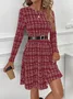 Women Striped Spring/Fall Dress Crew Neck Long Sleeve T-Shirt Dress H-Line Dress