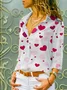 Shirt Collar Long Sleeve Heart/Cordate Regular Loose Shirt For Women
