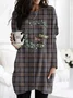Vintage Classic Plaid Pattern Crew Neck Long Sleeve T-shirt