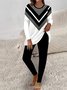 Women Geometric Crew Neck Long Sleeve Comfy Casual Top With Pants Two-Piece Set