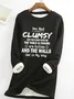 Casual Crew Neck Text Letters Sweatshirt