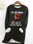 Casual Crew Neck Text Letters Sweatshirt
