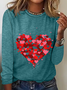 Crew Neck Long Sleeve Valentine's Day Regular Medium Elasticity Loose Blouse For Women