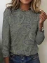 Vintage Floral Print Crew Neck Long Sleeve T-shirt