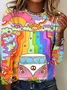 Casual Bohemian Painting Crew Neck Long Sleeve T-shirt