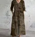 Women Floral V Neck Long Sleeve Comfy Vintage Maxi Dress