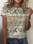 Casual Ethnic Crew Neck Short Sleeve T-shirt