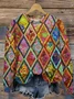 Casual Hoodie Geometric Colorful Pattern Sweatshirt