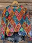 Casual Hoodie Geometric Colorful Pattern Sweatshirt