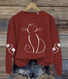 Casual Crew Neck Animal Cat Sweatshirt