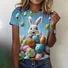 Casual Easter Bunny Pattern Crew Neck Short Sleeve T-shirt