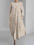 Women 3D Printing Crew Neck Long Sleeve Comfy Vintage Maxi Dress