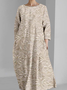 Women 3D Printing Crew Neck Long Sleeve Comfy Vintage Maxi Dress
