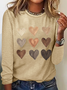 Casual Heart/Cordate Crew Neck Long Sleeve T-shirt