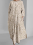 Women 3D Printing Crew Neck Long Sleeve Comfy Vintage Maxi Dress