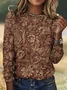 Vintage Floral Crew Neck Long Sleeve T-shirt