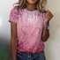 Vintage Valentine's Day Heart Sequin Pattern Crew Neck Short Sleeve T-shirt