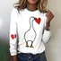 Casual Cute Goose Crew Neck Long Sleeve T-shirt