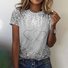 Vintage Valentine's Day Heart Sequin Pattern Crew Neck Short Sleeve T-shirt
