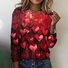 Valentine's Day Heart Pattern Crew Neck Long Sleeve T-shirt