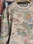 Casual Crew Neck Floral Sweatshirt Printing
