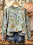 Casual Crew Neck Floral Sweatshirt Printing