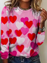 Vintage Valentine's Day Crew Neck Long Sleeve T-shirt