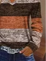 Casual Striped V Neck Long Sleeve T-shirt