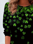 Casual St. Patrick's Day Shamrock Crew Neck Long Sleeve T-shirt