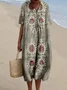 Women Tropical V Neck Short Sleeve Comfy Vintage Maxi Dress