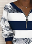Casual Crew Neck Striped Sweatshirt Printing