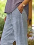 Casual Striped Ankle Pants Printing Pants